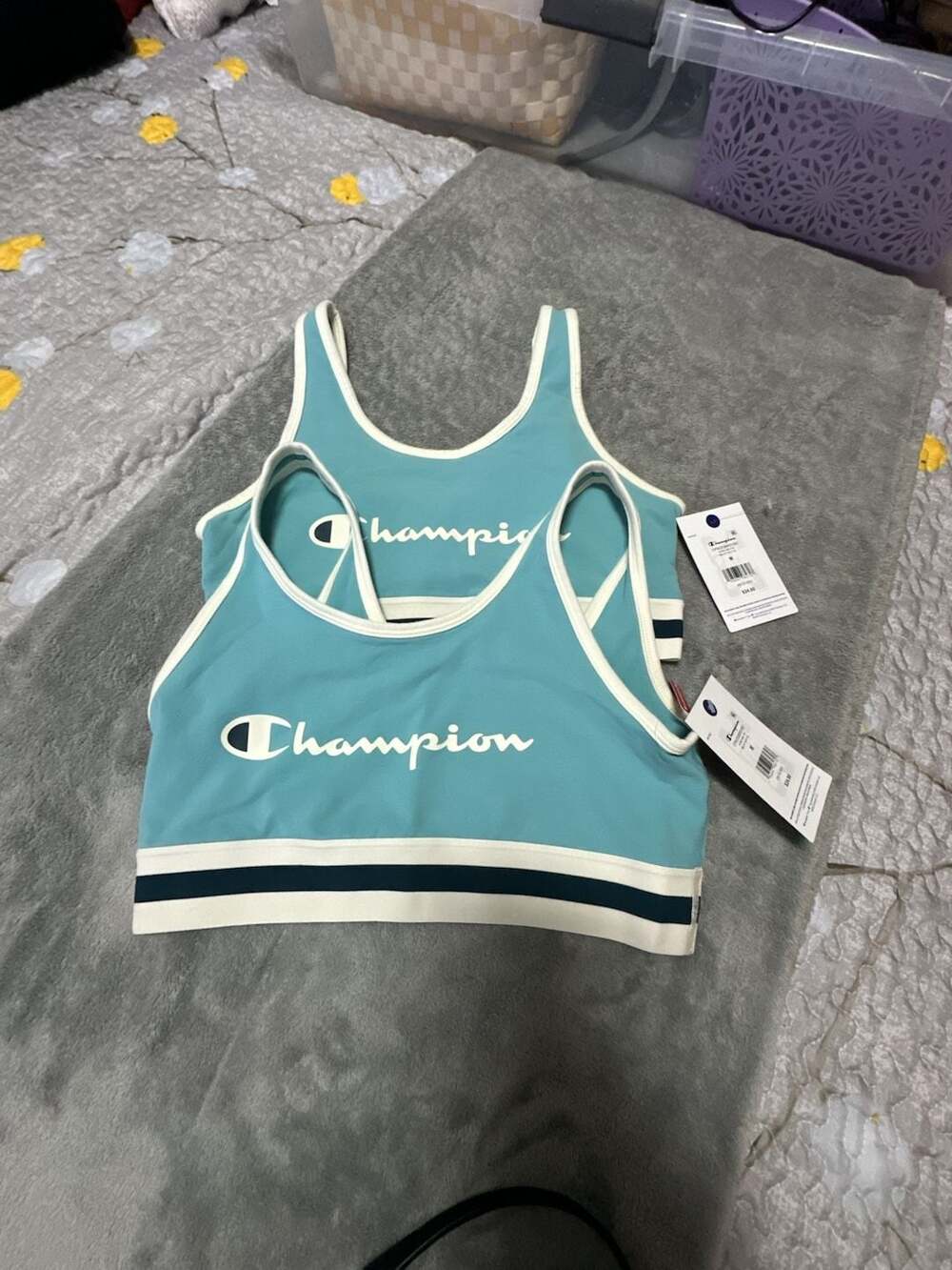 Champion Iconic Bra Top Milky Way Blue Size M NWT (2 pack)